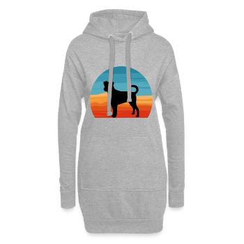 Chien de ferme suédois danois Silhouette Retro Coucher de soleil - Sweat-shirt à capuche long Femme - gris chiné - Devant
