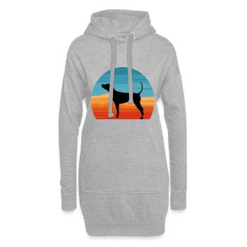 Noir Et Tan Coonhound Chien Silhouette Rétro Soleil - Sweat-shirt à capuche long Femme - gris chiné - Devant