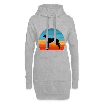 Vieux Lévrier Croate Chien Silhouette Rétro Soleil - Sweat-shirt à capuche long Femme - gris chiné - Devant