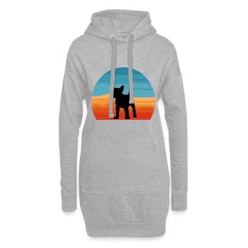 Bull Terrier Miniature Chien Silhouette Rétro Coucher de Soleil - Sweat-shirt à capuche long Femme - gris chiné - Devant