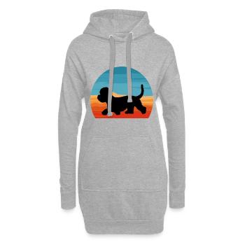 Dandie Dinmont Terrier Dog Silhouette Retro Sunset - Hoodie Dress - heather grey - Front