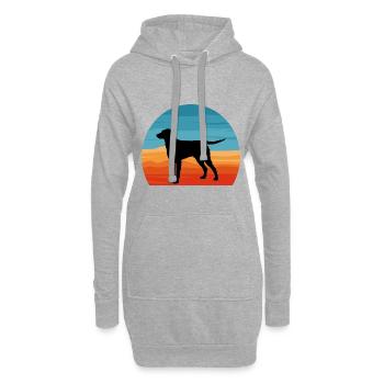 Curly Coated Retriever Hund Silhouette Retro Sonnenuntergang - Hoodie-Kleid - Grau meliert - Vorne