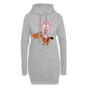 REITEN - PFERD - PONY - SCHWEIN - TIERE - Hoodie-Kleid - Grau meliert - Vorne