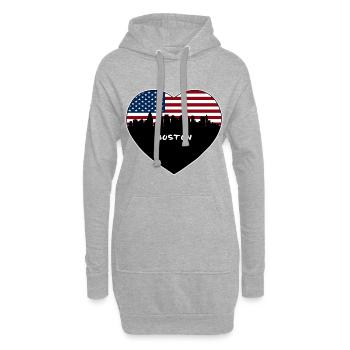 Boston Massachusetts USA Flagge Skyline Reisen Souve - Hoodie-Kleid - Grau meliert - Vorne