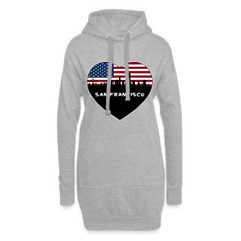 San Francisco Californie États-Unis Flag Skyline Voyage S - Sweat-shirt à capuche long Femme - gris chiné - Devant