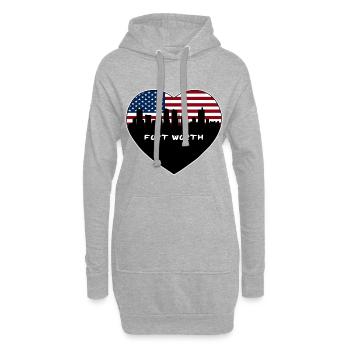 Fort Worth Texas USA Flagge Skyline Reise Souvenir - Hoodie-Kleid - Grau meliert - Vorne