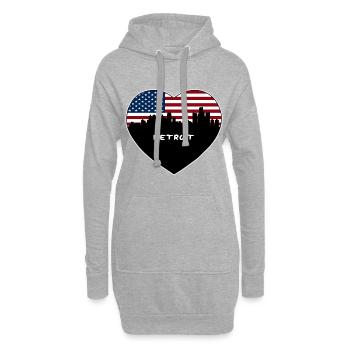 Detroit Michigan USA Flag Skyline Souvenir de voyage - Sweat-shirt à capuche long Femme - gris chiné - Devant