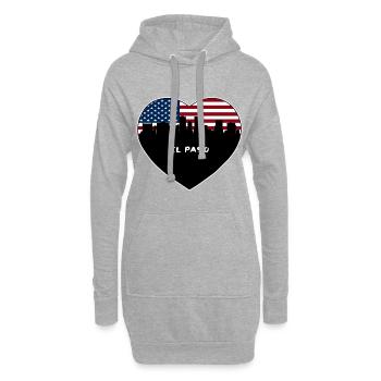 El Paso Texas USA Flag Skyline Souvenir de voyage - Sweat-shirt à capuche long Femme - gris chiné - Devant