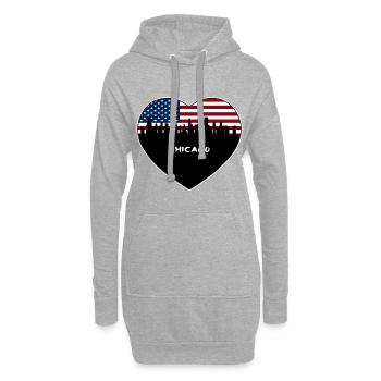 Chicago Illinois USA Flag Skyline Souvenir de voyage - Sweat-shirt à capuche long Femme - gris chiné - Devant