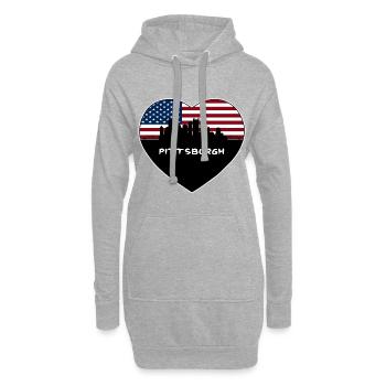 Pittsburgh Pennsylvanie États-Unis Flag Skyline Voyage So - Sweat-shirt à capuche long Femme - gris chiné - Devant