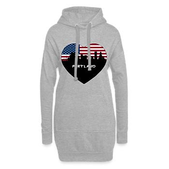 Portland Oregon États-Unis Flag Skyline Souvenir de voyage - Sweat-shirt à capuche long Femme - gris chiné - Devant