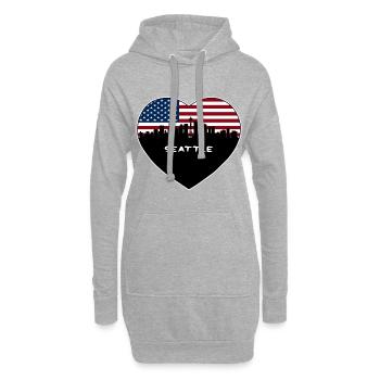 Seattle Washington USA Flagge Skyline Reisen Souveni - Hoodie-Kleid - Grau meliert - Vorne
