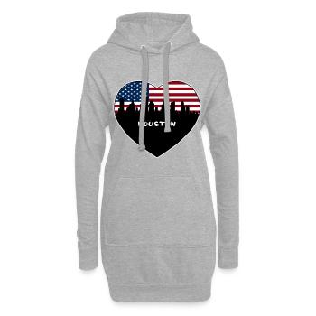 Houston Texas USA Flag Skyline Souvenir de voyage - Sweat-shirt à capuche long Femme - gris chiné - Devant