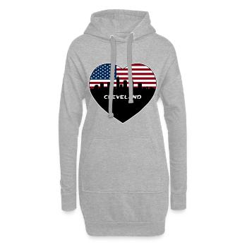 Cleveland Ohio USA Flag Skyline Souvenir de voyage - Sweat-shirt à capuche long Femme - gris chiné - Devant