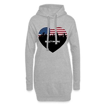 Baltimore Maryland USA Flagge Skyline Travel Souveni - Hoodie-Kleid - Grau meliert - Vorne