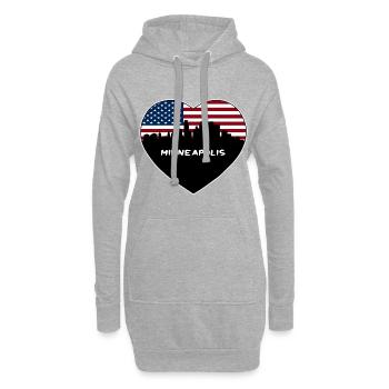 Minneapolis Minnesota États-Unis Flag Skyline Travel Souv - Sweat-shirt à capuche long Femme - gris chiné - Devant