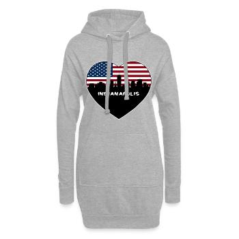 Indianapolis Indiana USA Flagge Skyline Reisen Souve - Hoodie-Kleid - Grau meliert - Vorne