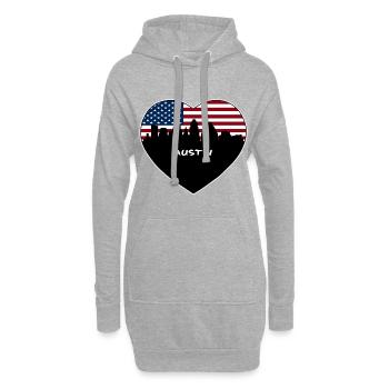 Austin Texas USA Flag Skyline Souvenir de voyage - Sweat-shirt à capuche long Femme - gris chiné - Devant