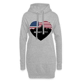 Jersey City New Jersey USA Flag Skyline Travel Sou - Sweat-shirt à capuche long Femme - gris chiné - Devant