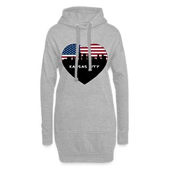 Kansas City Missouri USA Flagge Skyline Reisen Souve - Hoodie-Kleid - Grau meliert - Vorne