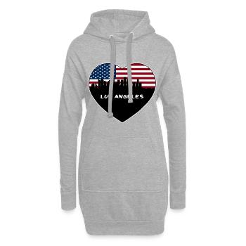 Los Angeles Californie États-Unis Flag Skyline Travel Sou - Sweat-shirt à capuche long Femme - gris chiné - Devant