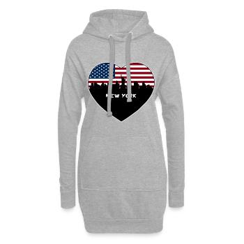 New York New York USA Flag Skyline Souvenir de voyage - Sweat-shirt à capuche long Femme - gris chiné - Devant
