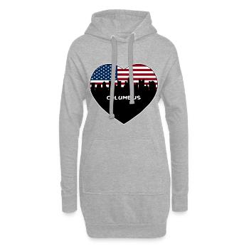 Columbus Ohio USA Flag Skyline Souvenir de voyage - Sweat-shirt à capuche long Femme - gris chiné - Devant