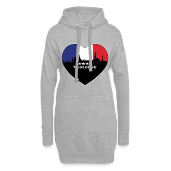 Toulouse France Flag Skyline Souvenir de voyage - Sweat-shirt à capuche long Femme - gris chiné - Devant
