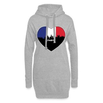 Paris France Flag Skyline Souvenir de voyage - Sweat-shirt à capuche long Femme - gris chiné - Devant