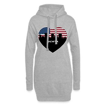 Flaggen-Skyline-Reise-Andenken Wichitas Kansas USA - Hoodie-Kleid - Grau meliert - Vorne