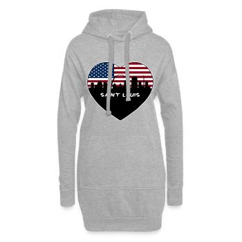 Saint Louis Missouri États-Unis Flag Skyline Travel Souve - Sweat-shirt à capuche long Femme - gris chiné - Devant