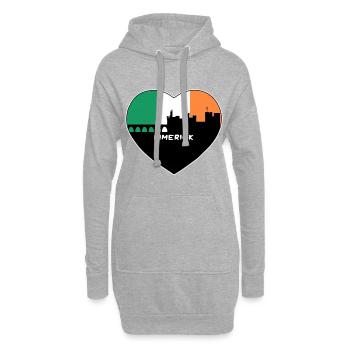 Limerick Irlande Drapeau Skyline Voyage Souvenir - Sweat-shirt à capuche long Femme - gris chiné - Devant