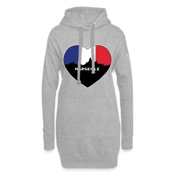 Marseille Frankreich Flagge Skyline Reise Souvenir - Hoodie-Kleid - Grau meliert - Vorne