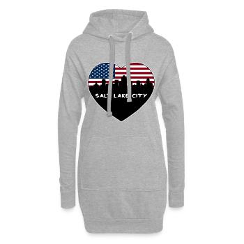 Salt Lake City Utah USA Flag Skyline Travel Souven - Sweat-shirt à capuche long Femme - gris chiné - Devant
