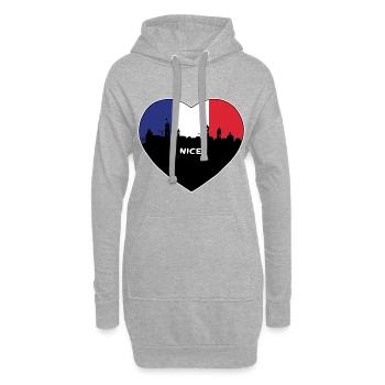 Nizza Frankreich Flagge Skyline Reise Souvenir - Hoodie-Kleid - Grau meliert - Vorne