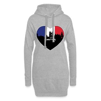 Nantes France Flag Skyline Souvenir de voyage - Sweat-shirt à capuche long Femme - gris chiné - Devant