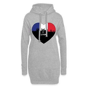 Lyon Frankreich Flagge Skyline Reise Souvenir - Hoodie-Kleid - Grau meliert - Vorne