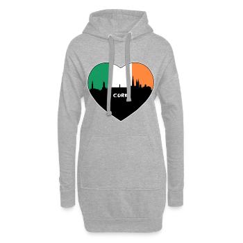 Cork Irlande Flag Skyline Souvenir de voyage - Sweat-shirt à capuche long Femme - gris chiné - Devant