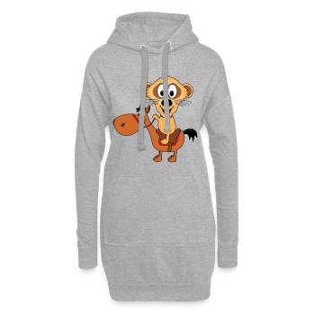 PFERD - REITEN - ERDMÄNNCHEN - TIERE - TIERISCH - Hoodie-Kleid - Grau meliert - Vorne
