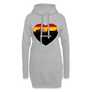 Grenade Espagne Flag Skyline Voyage Souvenir - Sweat-shirt à capuche long Femme - gris chiné - Devant