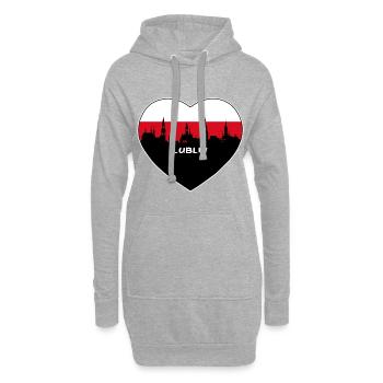 Lublin Pologne Flag Skyline Souvenir de voyage - Sweat-shirt à capuche long Femme - gris chiné - Devant