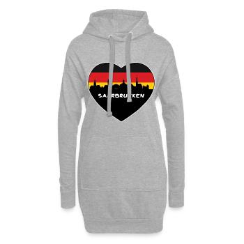 Sarrebruck Allemagne Flag Skyline Souvenir de voyage - Sweat-shirt à capuche long Femme - gris chiné - Devant