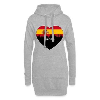 Madrid Espagne Flag Skyline Souvenir de voyage - Sweat-shirt à capuche long Femme - gris chiné - Devant