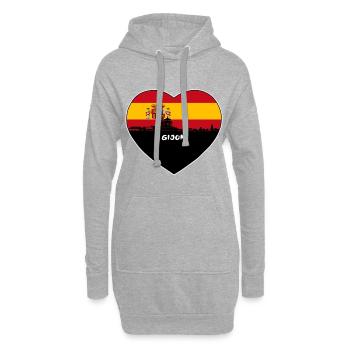 Gijon Spanien Flagge Skyline Reise Souvenir - Hoodie-Kleid - Grau meliert - Vorne