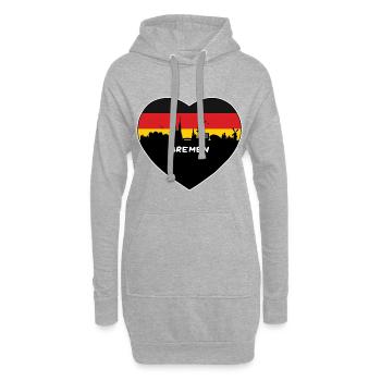 Souvenir de voyage de Brême Allemagne Flag Skyline - Sweat-shirt à capuche long Femme - gris chiné - Devant