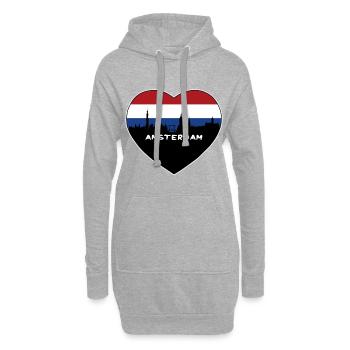 Amsterdam Niederlande Flagge Skyline Reise Souvenir - Hoodie-Kleid - Grau meliert - Vorne