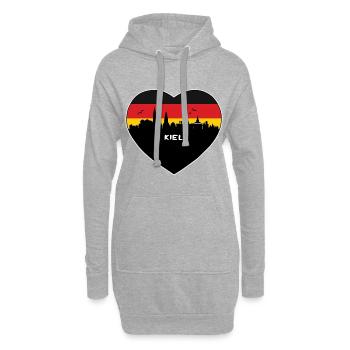 Kiel Allemagne Flag Skyline Souvenir de voyage - Sweat-shirt à capuche long Femme - gris chiné - Devant