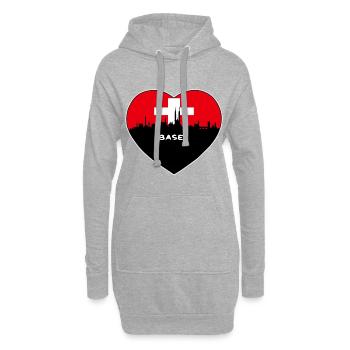Flaggen-Skyline-Reise-Andenken Basel-Schweiz - Hoodie-Kleid - Grau meliert - Vorne