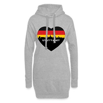 Souvenir de voyage de l'horizon du drapeau de l'Allemagne de Stuttgart - Sweat-shirt à capuche long Femme - gris chiné - Devant