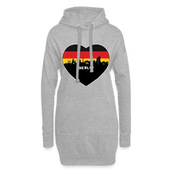 Berlin Allemagne Drapeau Skyline Voyage Souvenir - Sweat-shirt à capuche long Femme - gris chiné - Devant